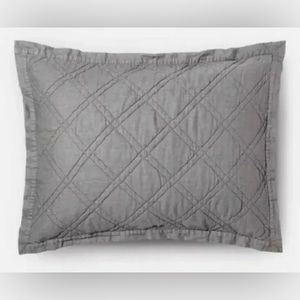 2 Threshold Linen Cotton Blend Sham Standard Size Gray Quilted 20 x 26 inch New